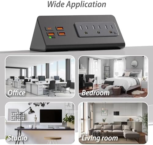 Revolutionize Your Workspace with the Enhanced Desk Edge Clamp Mount Power Strip – Featuring PD20 W Fast Charging USB-C Port, Three AC Outlets, and 5.6 Ft Extension Cord for Ultimate Versatility and Organization, Perfect for Home and Office Use, Streamline Your Charging Needs with this Compact Nightstand Solution