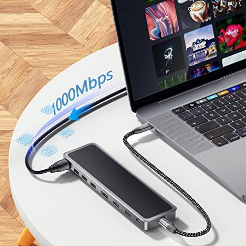 ESSAGER 8-in-1 USB C Hub with M.2 NVMe/SATA SSD Enclosure – 10 Gbps Data Transfer, 4 K HDMI 1.4 Output, PD100 W Fast Charging, Aluminum Alloy Design for Mac mini M1, M2, M3, M4 – Premium Performance and Versatile Connectivity Solution