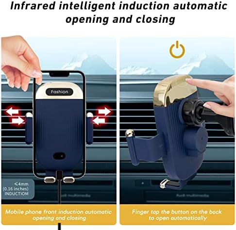 Effortless On-the-Go Charging: 15 W Qi Fast Wireless Car Charger Mount with Smart Sensor Clamping for i Phone & Samsung – Universal Air Vent Holder in Sleek Black for Secure, Convenient Use
