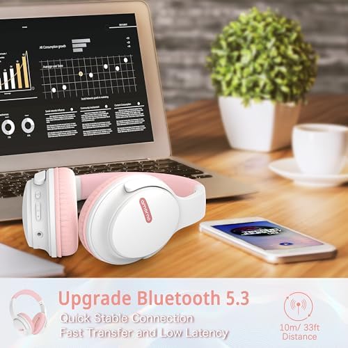 Transform Your Listening Journey with AMORNO Wireless Over-Ear Bluetooth Headphones – 68-Hour Playtime, Superior Hi-Fi Sound, and Ergonomic Foldable Design for Ultimate Portability (White) – Ideal for Music Lovers and Professionals on the Go