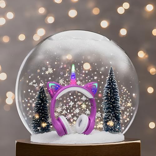 Enchanting Unicorn Wireless Headphones for Kids – Stylish Pink Foldable Design with Light-Up Features, Perfect for Tablets and Toddlers – Superior Sound Quality and Comfort for Magical Listening Adventures – Durable, Adjustable, Tangle-Free Fun for Every Little Girl