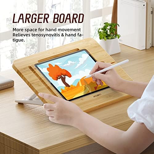 Eco-Friendly Bamboo Tablet Drawing Stand – Adjustable 5 Angles for Ultimate Comfort, Lightweight & Portable Riser for Tablets and Laptops (9.7″ to 11″) – Enhance Creativity and Ergonomics with Non-Slip Stability