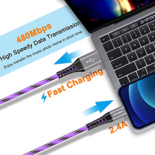 Vibrant LED Lightning Charging Cable for i Phone – MFi Certified 6 FT Fast Charge USB Cord with Dynamic RGB Light-Up Feature for Enhanced Compatibility and Performance with i Phone 14, 13, 12, 11 Pro Max, XR, X, SE, 8 Plus, i Pad, and i Pod – Durable and Stylish Tech Accessory for Home and On-the-Go Charging