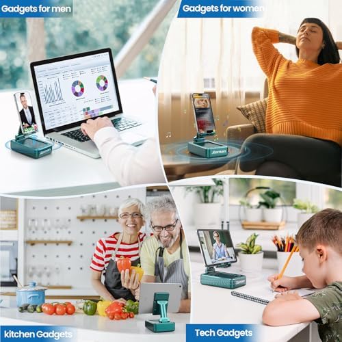 Transform Your Multimedia Experience with the JTEMAN Adjustable Tablet Stand Featuring Bluetooth Speakers – Versatile Kitchen Gadget and Perfect Gift for Him or Her – Wireless Charging Station for Phones and Tablets, Enhanced Compatibility for All Devices