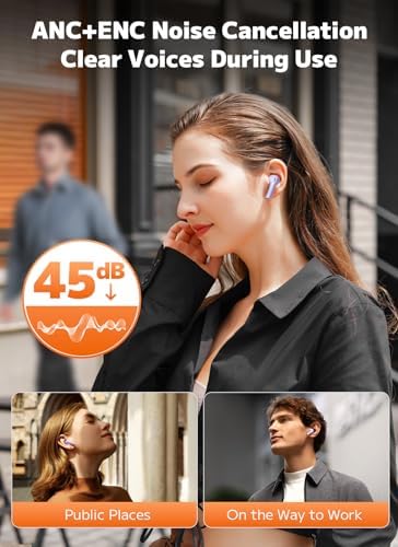 Advanced Bluetooth 5.4 Wireless Earbuds with Active Noise Cancelling (ANC) and Immersive Deep Bass – Uninterrupted 48-Hour Playtime for Ultimate Comfort and Connectivity, Ideal for Workouts, Travel, and Home Entertainment