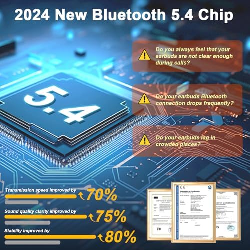 Elegant Rose Gold Wireless Earbuds – Advanced Bluetooth 5.4 with Superior Hi-Fi Sound, Enhanced ENC Noise Cancellation, IP7 Waterproof Design, 48-Hour Battery Life & LED Charging Case – Perfectly Compatible with Android & i OS Devices for All-Day Listening and Calls