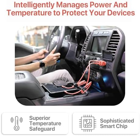 BLACK+DECKER 38 W Dual USB-C Car Charger – Compact Fast Charging Adapter with LED Indicator for i Phone 16/15/14/13/12, Pixel 3/2 XL, i Pad Pro – Advanced Power Delivery & Qualcomm Quick Charge Technology for Optimal Performance on the Go