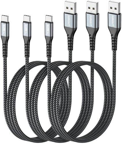 SUNGUY USB to USB C Cable 10FT[3Pack], USB A to USB C Cable 3A Type C Charger Fast Charging Nylon Braided for iPhone 16 15 Pro/Pro Max/Plus, Samsung Galaxy S23/S22/S21, USB C Devices – Enhanced Compatibility and Speed