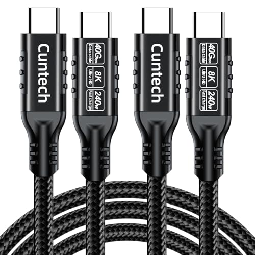 USB C 90 Degree Right Angle Cable 3.3ft 2-Pack, 240W PD Fast Charging 40Gbps Data Transfer 8K/4K Video USB C Cable for Thunderbolt 4/3 MacBook for iPhone 15 iPad Samsung Galaxy Other Type C Devices – Enhanced Compatibility and Speed