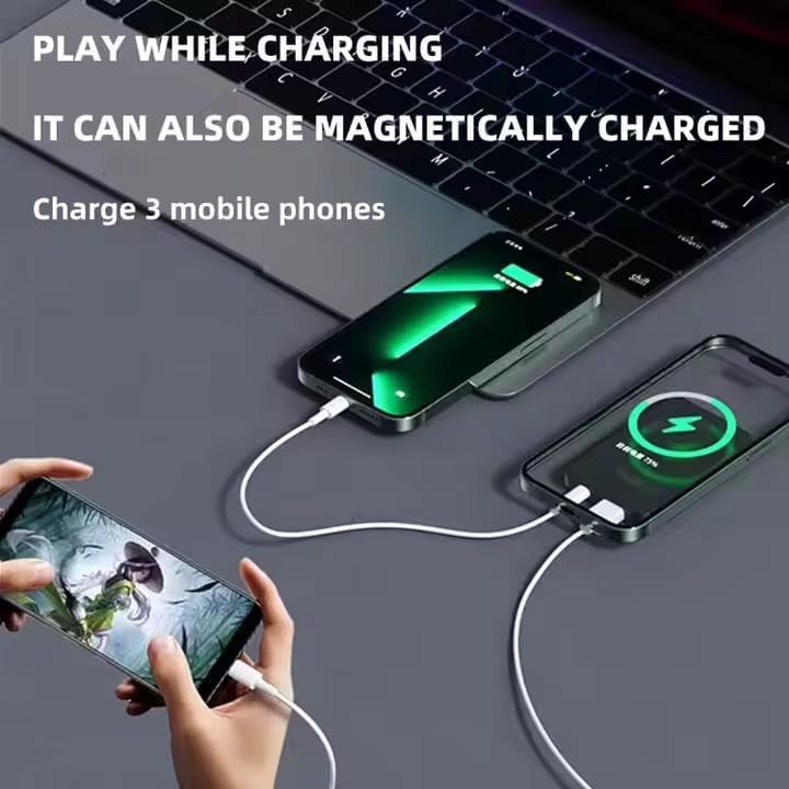 Magnetic 10000 m Ah Power Bank – Ultra-Fast 20 W Charging for i Phone 11-16 Pro Max, Lightweight USB Type-C Portable Charger with LED Indicator & Mag Safe Compatibility for Effortless On-the-Go Power