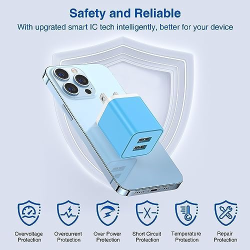 Ultra-Fast Dual Port USB Wall Charger with 10-Foot Lightning Cable – Apple MFi Certified i Phone Charging Solution, Perfect for i Phone 12/11/XR/Xs/8/7/6/SE/i Pad – Compact & Efficient Power Delivery for Home and Travel