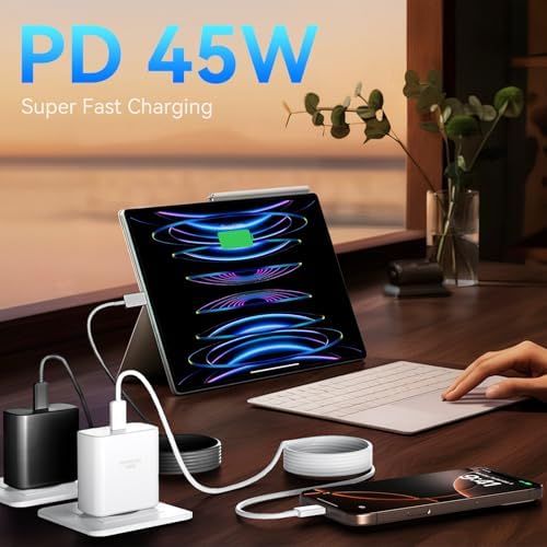 Elevate Your Charging Experience with the 45 W Super Fast USB-C Charger and 6.6 FT Cable – Optimal for i Phone 16 Pro Max, i Pad, and Android Devices – Compact, High-Efficiency Power Adapter with Advanced Safety Features for On-the-Go Users