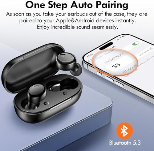 Lanteso Bluetooth 5.3 True Wireless Earbuds – Lightweight Sports Headphones with 48-Hour Playtime, Deep Bass Sound, Built-In Mic for Hands-Free Calls, Stylish Purple Finish for Active Lifestyles – Exceptional Comfort and Immersive Audio Quality