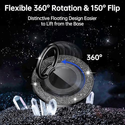Syncwire Glamorous Magnetic Phone Grip for Mag Safe – Chic Black Diamond Ring Holder & Versatile Rotatable Kickstand – Perfectly Compatible with i Phone 15 Pro Max, 14, 13, 12 & All Android Devices – Secure, Stylish, and Multifunctional Phone Accessory