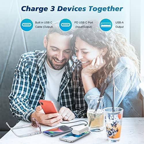 Compact 10800 m Ah Portable Charger with Built-in USB-C Cable – Fast PD 3 A Power Bank for Samsung Galaxy S22/S21, Note, Moto, and LG – LCD Display for Real-Time Battery Monitoring – Ultimate Solution for Mobile Charging Needs