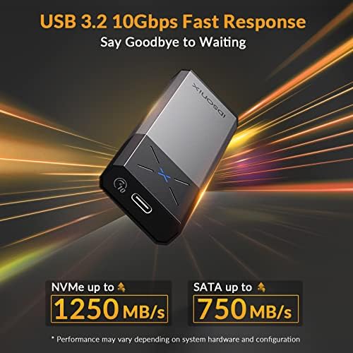 i Dsonix High-Speed M.2 NVMe Enclosure Adapter with Heavy-Duty Protector – 10 Gbps USB C SSD Converter for M.2 PCIe & AHCI SATA – Ultimate Portable Storage Solution with Enhanced Durability and Rapid Data Transfer Efficiency