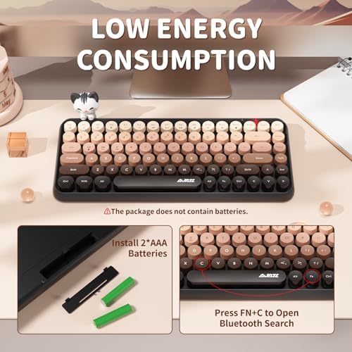 FELICON Retro Mini Wireless Bluetooth Keyboard – Portable 84-Key Typewriter Design for Android, i Pad, Windows & PC – Perfect Companion for Home & Office with Enhanced Compatibility and Rechargeable Battery