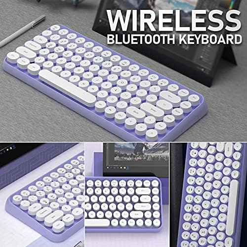FELICON Retro Mini Wireless Bluetooth Keyboard – Portable 84-Key Typewriter Design for Android, i Pad, Windows & PC – Perfect Companion for Home & Office with Enhanced Compatibility and Rechargeable Battery