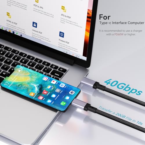 USB C Cable, USB4 Cable 240W Fast Charging, 40Gbps Data Transfer, 8K Video, Thunderbolt 4/3 Compatible, USB-C for iPhone 16, iPad, MacBook, Galaxy, Tablets & Laptops (6.5Ft) – Enhanced Compatibility and Speed
