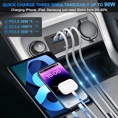 3-Port 12 V RV USB Charging Station – 2 PCS Dual PD3.0 & QC3.0 Quick Charge Adapter for Enhanced Automotive Power Supply – Ideal for RVs, Boats, Motorcycles & Trucks – Fast, Reliable, and Wall-Mountable Solution for All Your Devices