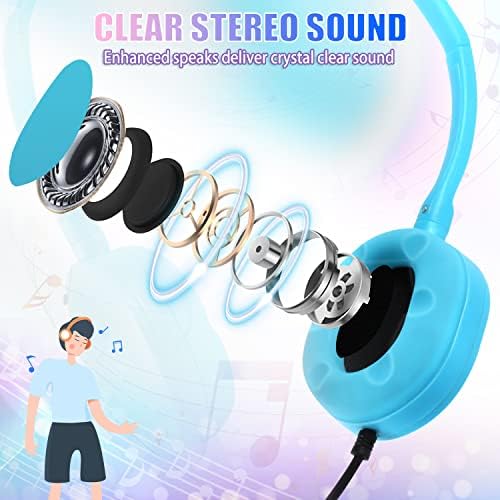 Colorful Classroom Headphones for Kids | Durable 6-Pack Wired Earbuds with Adjustable Fit | Engaging Audio Experience for Enhanced Focus | Compatible with Computers & Chromebooks | Perfect for Group Learning Activities and Young Learners