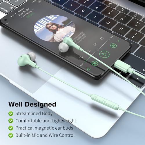 Magnetic USB C Earbuds for Samsung Galaxy S24 Ultra, S23 FE, S22, S21, A54, A53 & i Phone 16, 15 Pro Max – Noise Isolating Wired Headphones with Microphone and Volume Control for Enhanced Audio Experience – Perfect for Music Lovers and Professionals