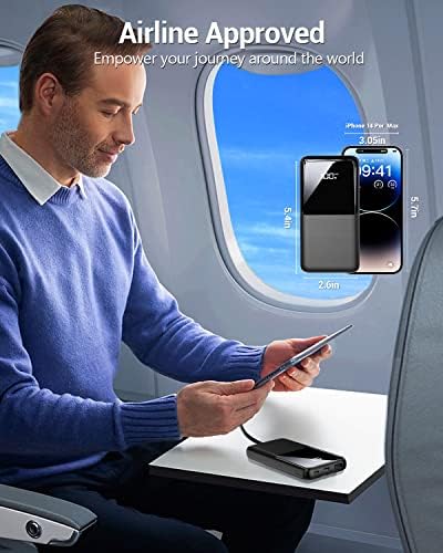 High-Capacity 20,000 m Ah Portable Power Bank – Ultra-Fast Charging Battery Pack with Built-In USB-C and i OS Cables for i Phone, Android, and Samsung Devices – Ideal Travel Companion for Uninterrupted Connectivity – Durable and Lightweight Design (1 Pack, White)