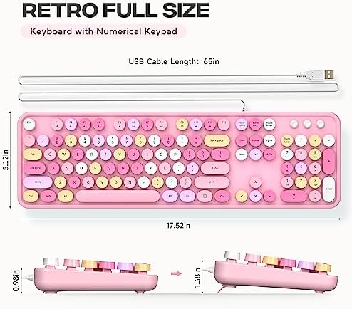 Experience Ultimate Clarity with the Large Print Wired Office Keyboard – 104 Full-Sized Typewriter Keys for Enhanced Visibility, Ergonomic Design, and Instant USB Plug & Play Compatibility for Windows and PCs – Perfect for Home and Office Use