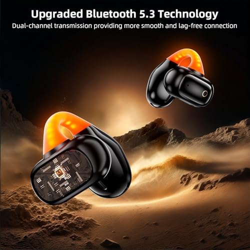 Revolutionary Clip-On Bone Conduction Wireless Earbuds for i Phone & Samsung – Bluetooth 5.3 Sports Headset with Open-Ear Design for Enhanced Situational Awareness, Integrated Microphone for Seamless Hands-Free Calls, Ultra-Lightweight Comfort for Active Lifestyles – Elevate Your Audio Experience with Safety and Clarity