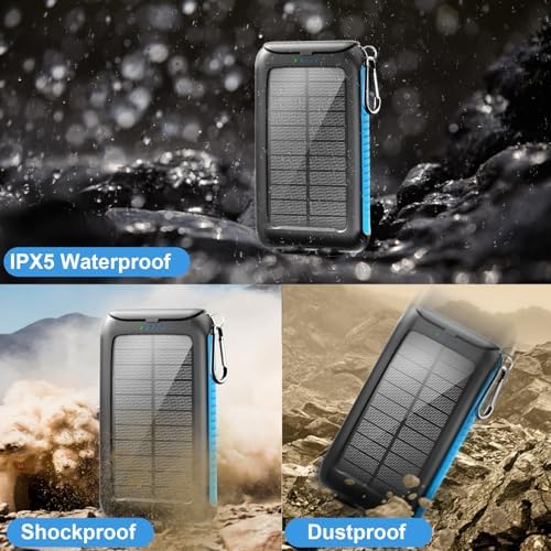 Ultimate 49,800 m Ah Solar Power Bank – Rugged Waterproof Portable Charger with 15 W Fast Charge USB-C & Built-in LED Flashlight – Eco-Friendly Outdoor Charging Solution for All Mobile Devices and Electronics