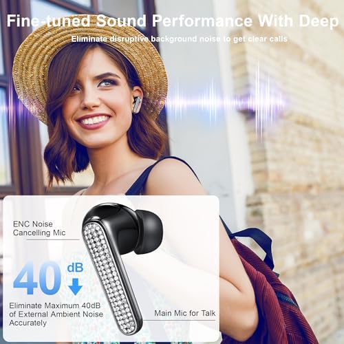 Luxurious Diamond S Wireless Earbuds with Embedded Rhinestones – Personalized High-Quality Sound Headphones for Stylish Audio Experiences – Effortless Device Compatibility and Fast Pairing – Perfect for Fashion-Forward Music Lovers