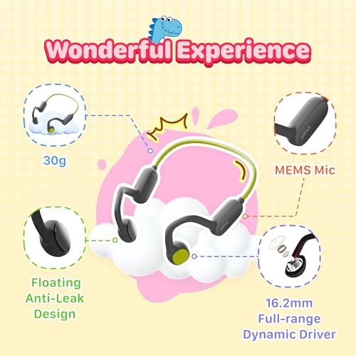 Kid-Friendly Bluetooth Earbuds with IPX5 Waterproof Protection – Lightweight Design, 85 d B Hearing Safety, Built-in Microphone, and Seamless Compatibility for Active Play and Learning