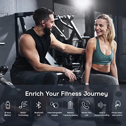 Ultimate Sport Bluetooth Earbuds with CVC 6.0 Noise Cancellation – 16-Hour Deep Bass Playtime, IPX7 Waterproof Design, and Secure Fit Ear Hooks for Unmatched Performance in Bold Red, Perfect for Active Lifestyles