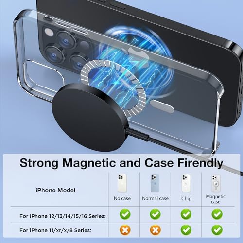 Magnetic Wireless Charging Pad for i Phone 16, 15, 14, 13, 12 & Air Pods 4-2 Pro – Ultra-Thin Aluminum Alloy Design with Strong Magnet for Secure Connection, USB-C/A Compatibility, Perfect for Desk & Travel – Elevate Your Charging Experience with Effortless Convenience and Style