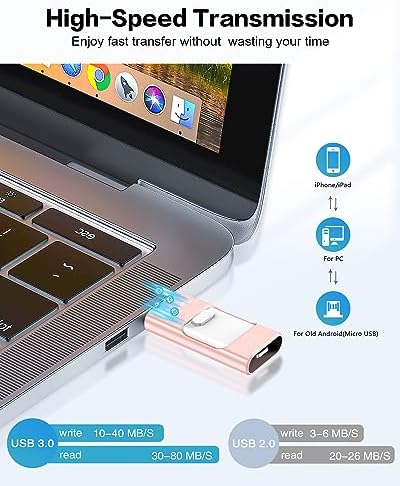 256 GB i Phone Photo Stick – High-Speed USB Flash Drive for Effortless Data Transfer & External Storage for i Phone/i Pad/PC (Sleek Blue Design) – Expand Your Memory with Style and Reliability