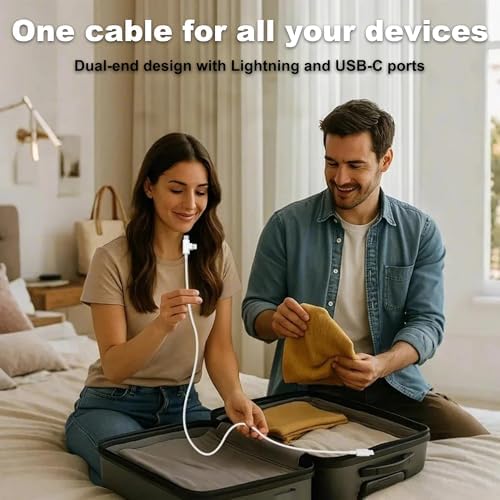 Rapid Charge 30 W Dual Pack i Phone Charger with 6 FT 2-in-1 USB C & Lightning Cable for i Phone 16/15/14/13/12/11 and Android Devices – Ultimate Fast Charging Solution for Home and Travel Use