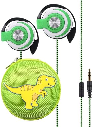 Vibrant Pink Over-Ear Kids Earbuds with Secure Earhooks – Perfectly Designed Audio Companion for Ages 3-8, Ideal for School, Home, and On-the-Go Listening with Universal 3.5 mm Compatibility for Phones and PCs