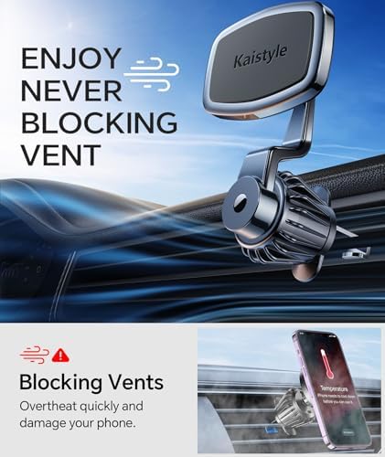 Premium 2-Pack Magnetic Car Vent Phone Mount – Strong Magnet & 360° Rotating Design for i Phone & Samsung – Enhanced Stability & Effortless Installation for Ultimate Driving Convenience