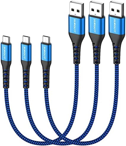 Ultra-Durable 10 FT Micro USB Cable 3-Pack – Fast 18 W Charging & Data Sync for Samsung Galaxy, Android Devices & PS4 – Premium Nylon Braided for Enhanced Flexibility & Strength – Perfect for Home & Office Use