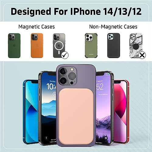 Magnetic 10,000 m Ah Wireless Power Bank for i Phone 15/14/13/12 – Fast Charging Portable Battery Pack with USB-C Cable, Sleek Black Design for Enhanced Compatibility and On-the-Go Convenience