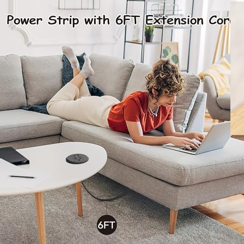 XBA 2-Inch Recessed Desktop Power Grommet with PD 20 W USB-C and 18 W USB-A Ports – Streamlined Hidden Power Outlet with 6 FT Extension Cord for Efficient Charging in Home Offices and Conference Rooms – Elevate Your Workspace Organization and Productivity