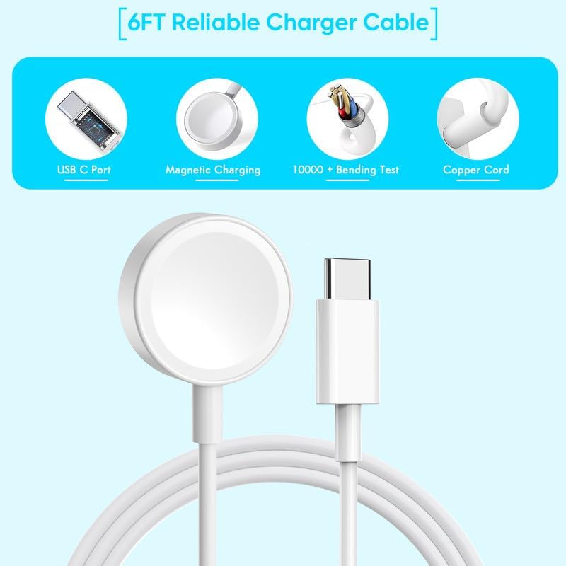 Ultra-Fast Dual USB-C Power Charger for Apple Watch & i Phone 16 – MFi Certified Rapid Charging Solution with 6 FT USB-C to Lightning Cable – Ideal for Apple Watch Series 10/9/Ultra/8/7/SE/6/5 & i Phone 15 – Compact & Travel-Friendly Design for Effortless On-the-Go Power