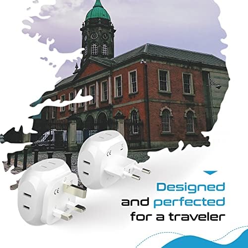 Ultimate Compact Travel Power Adapter for UK & Ireland – Dual USB & USB-C Fast Charger with 3.1 A Output – Type G Plug Converter for Seamless Global Connectivity in Hong Kong, England, Dubai, and Saudi Arabia – Safe, Efficient Design for Smart Travelers