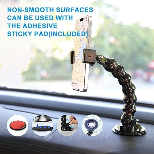 Ultimate 360-Degree Rotating Flexible Suction Cup Car Phone Holder for 4.0-7.0 Inch Devices and Action Cameras – Enhanced Stability and Versatile Positioning for Safe Navigation and Capturing Moments on the Go