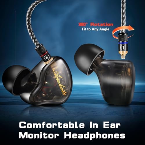 Premium Hi-Fi Dual Driver In-Ear Monitor Earbuds with Detachable Cable – Noise-Canceling Headset for Musicians, Singers & Audiophiles | Elegant Wood Grain Design for Superior Sound Isolation and Versatile Compatibility