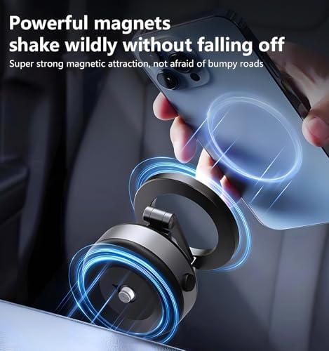 2025 Upgraded Magnetic Phone Holder for Car, 360 Rotatable Folding Vacuum Suction Phone Holder Stand for Dashboard, Windshield, Car, Gym, Car Cell Phone Holder for Android iPhone – Enhanced Compatibility and Speed