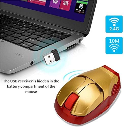 Transform Your Workspace with the Mikayoo Ergonomic Wireless Mouse – Stylish Iron Man Design for Ultimate Comfort and Performance, 2.4 GHz Connectivity with USB Nano Receiver, 50 ft Wireless Range for Laptops, PCs, and Mac Books – Perfect for Gaming and Productivity