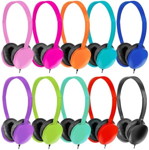 Educational Engagement Headphones 20 Pack – Wired Adjustable Earphones for Kids with Vibrant Color Options, Durable Comfort for Classrooms, Libraries, and Museums – Boost Student Focus and Learning Experience