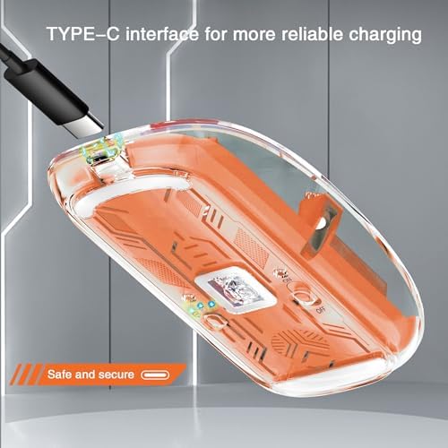 Sleek Gray Transparent Mini Silent Mouse – Rechargeable Type-C Wireless Mouse with Power Display & Magnetic Cover for Effortless Cleaning – Ideal for PC, Laptop, and Phone Use – Ergonomic Design for Ultimate Comfort