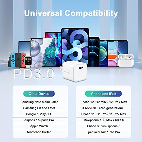 Compact 20 W USB C Wall Charger by Seyas – Fast Charging Adapter for i Phone, i Pad, Air Pods, Pixel, Galaxy, Switch – Dual-Pack with Enhanced Compatibility and Safety Features for Everyday Convenience